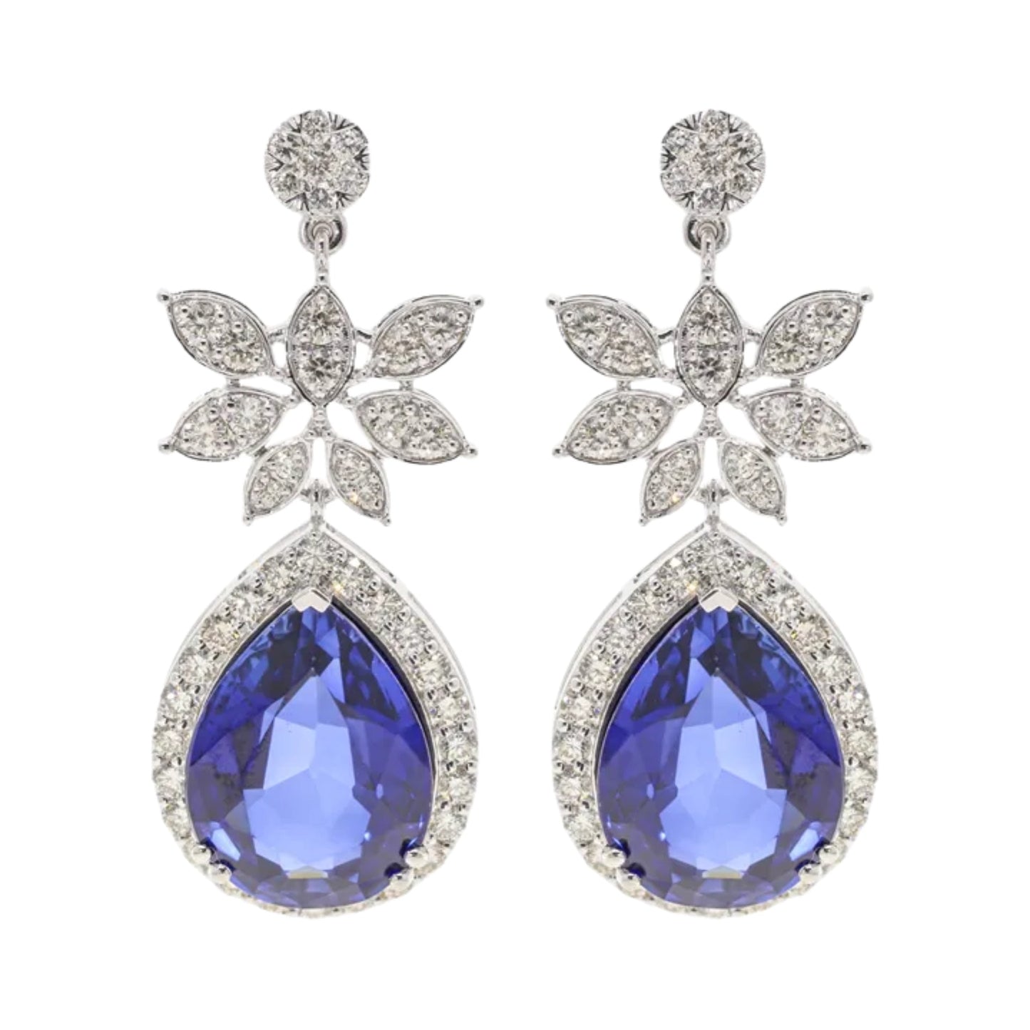 25.69 Ct Oval Cut Lab Blue Sapphire Fantasy Earrings