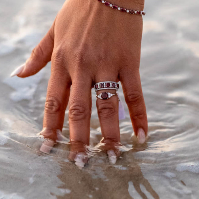 1.20 Ct Royal Natural Diamond with Oval Cut Lab Ruby Ring