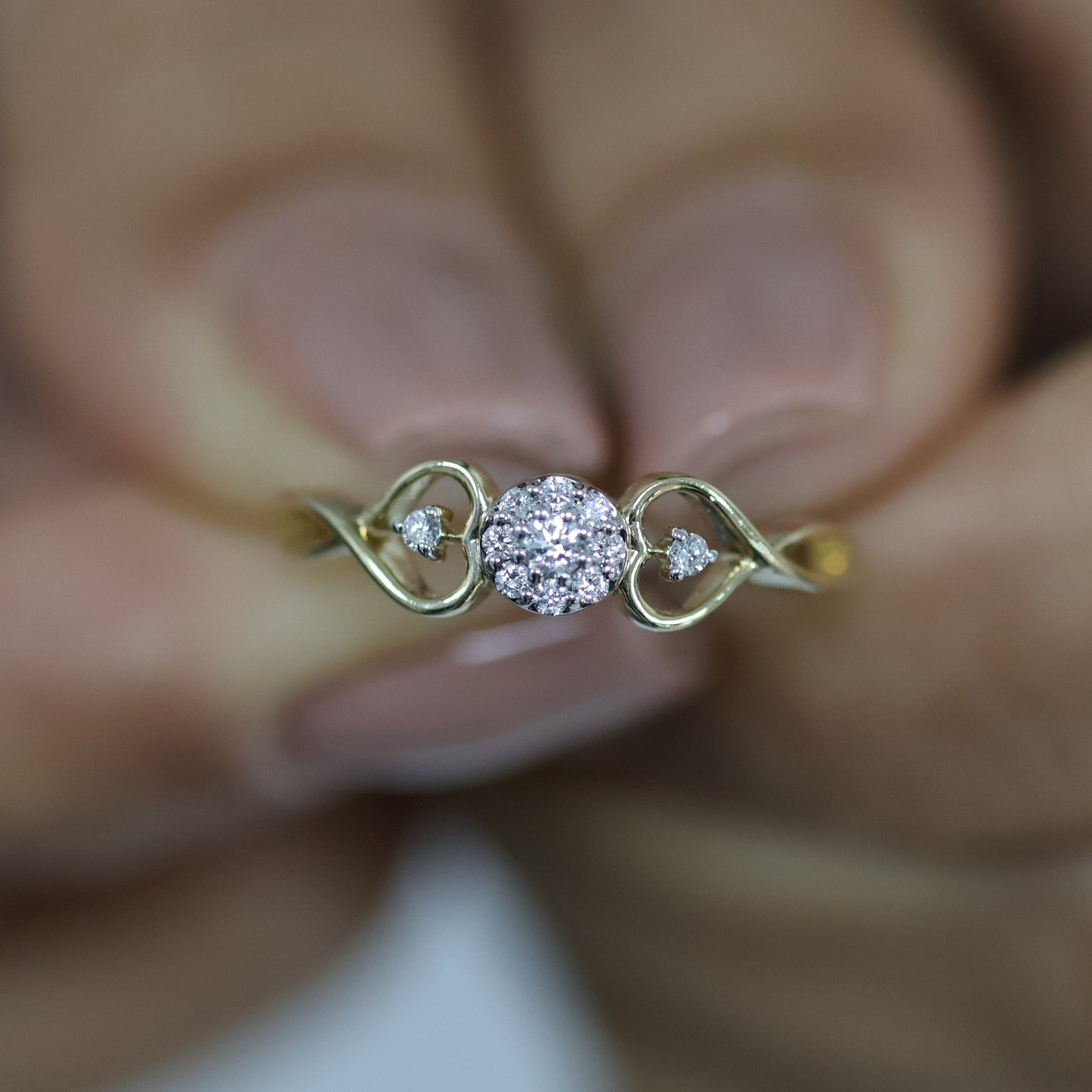 0.14 Ct Natural Diamond Love Ring - Helodia Jewelry