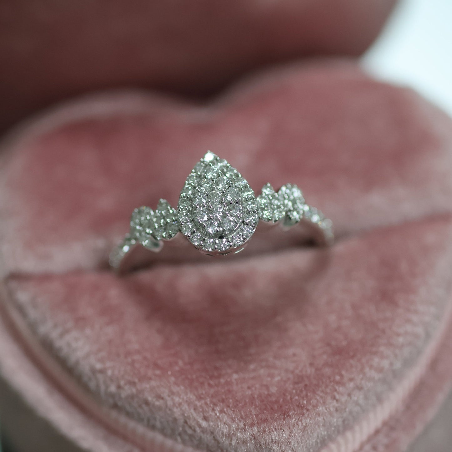 0.47 Ct Natural Diamond Pear Shaped Ring - Helodia Jewelry