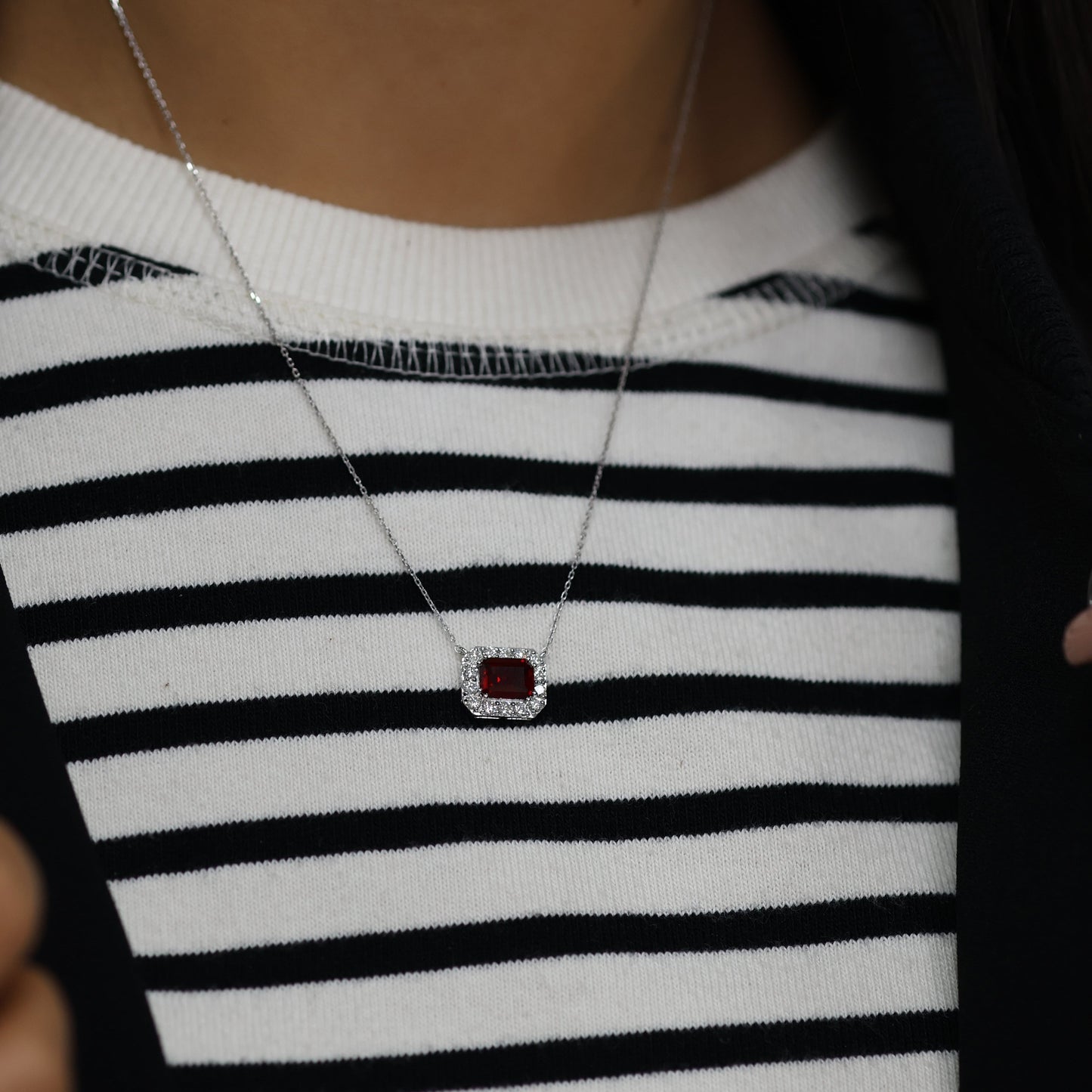2.35 Ct Lab Emerald Gemstone with Natural Diamond Halo Necklace