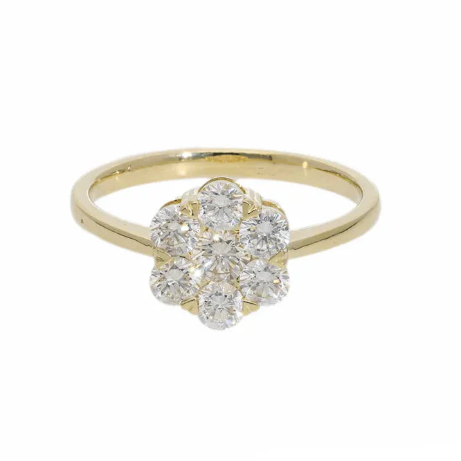 0.90 Ct Natural Diamond Flower Ring