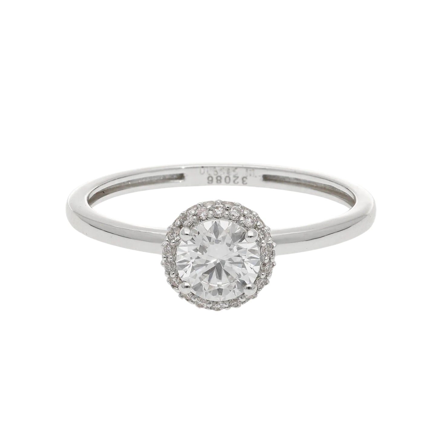 0.62 Ct Natural Brilliant Cut Diamond Halo Ring - Helodia Jewelry