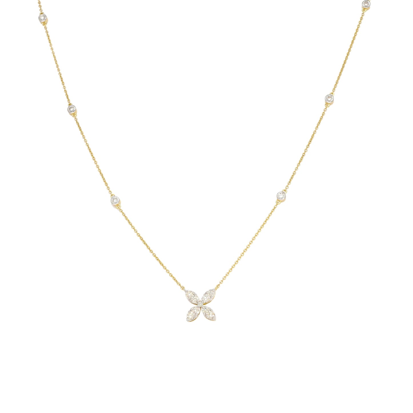 0.92 Ct Natural Diamond Butterfly Necklace