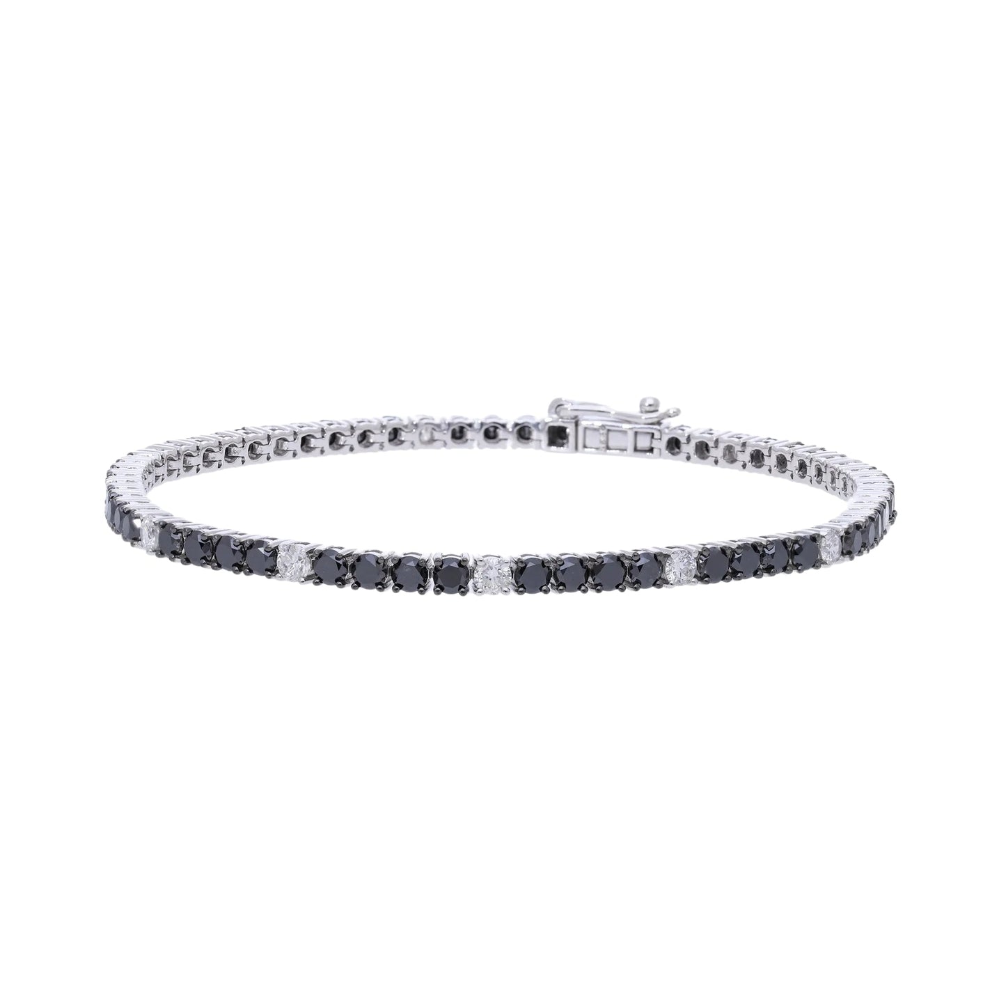 4.50 Ct Natural Black & White Diamond Tennis Bracelet - Helodia Jewelry