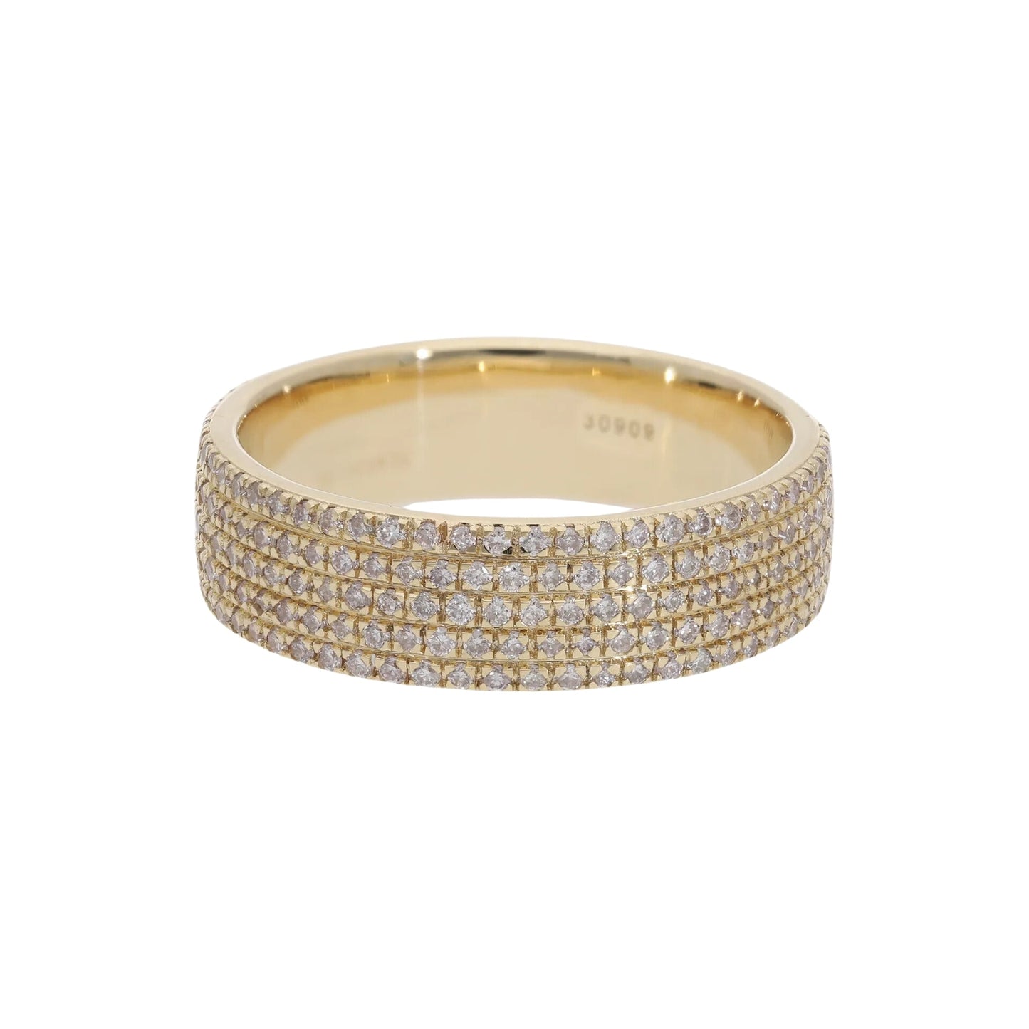 0.60 Ct Natural Pavé Diamond Iced-Out Eternity Ring - Helodia Jewelry