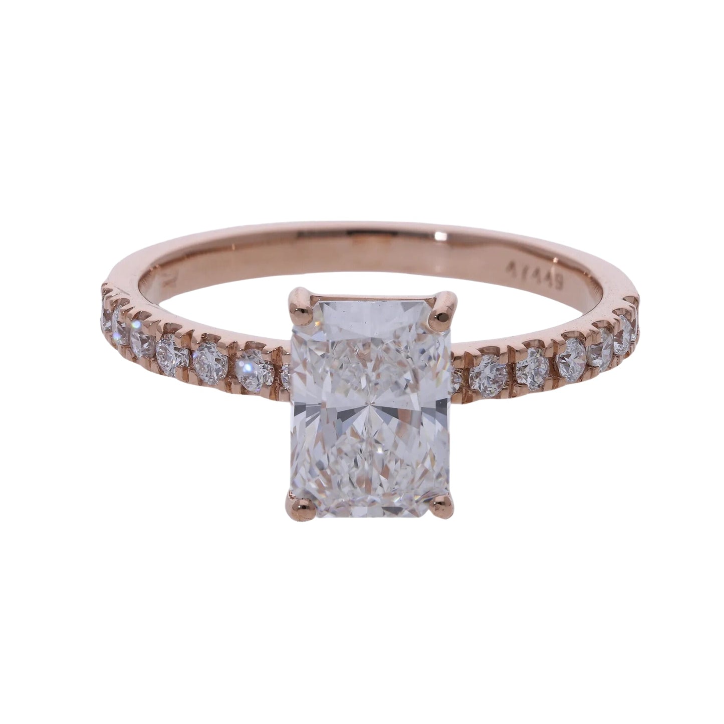 1.80 Ct Lab Grown Radiant Cut Pavé Diamond Engagement Ring - Helodia Jewelry