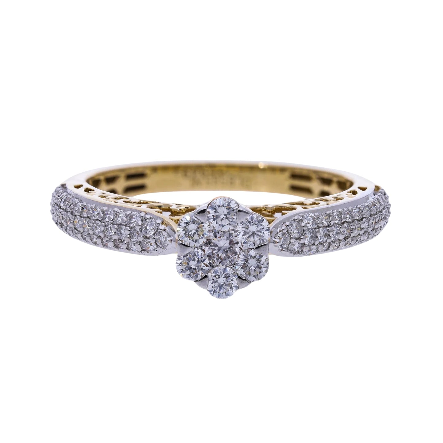 0.64 Ct Natural Pavé Diamond Engagement Ring - Helodia Jewelry