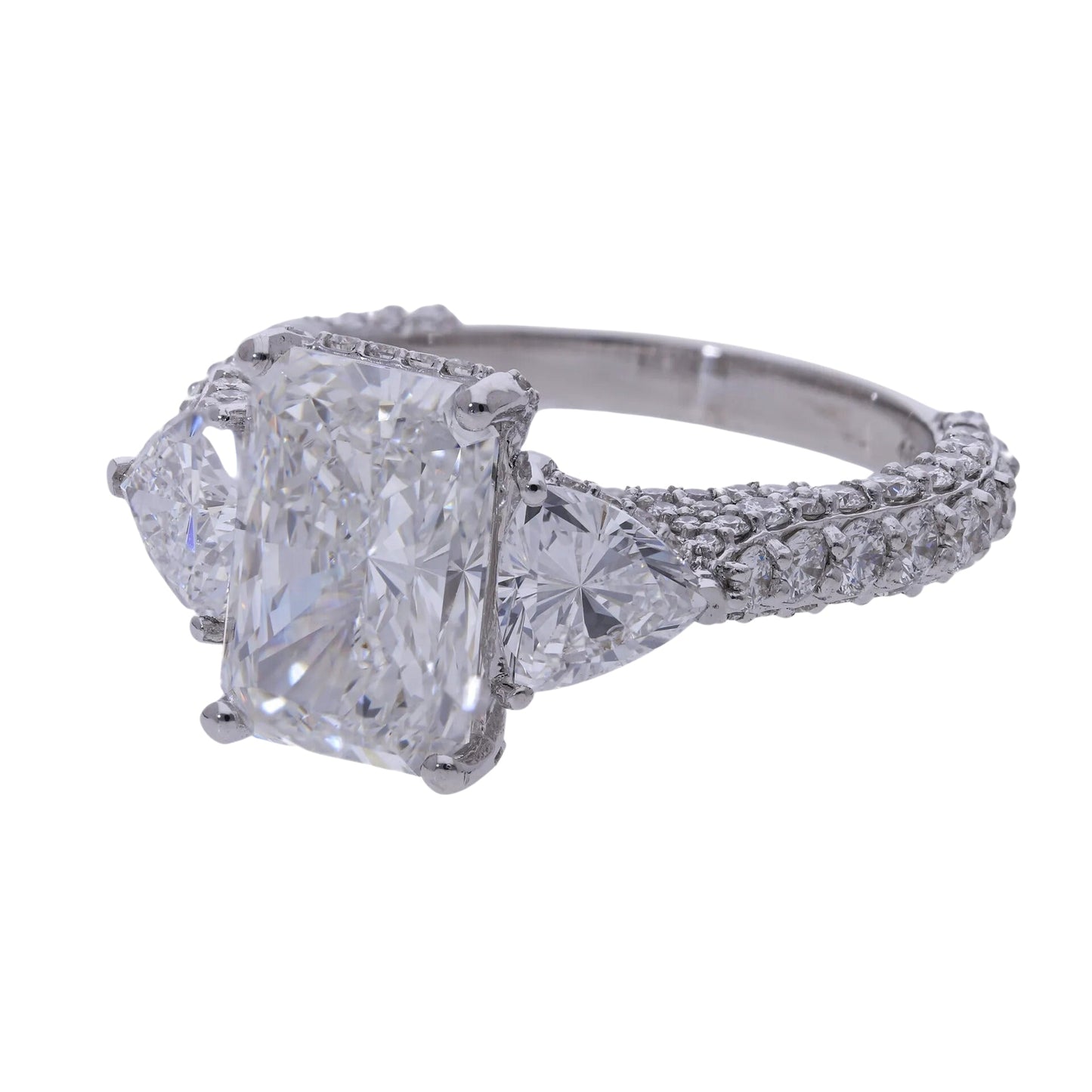 5.70 Ct Radiant Cut Lab Grown Diamond with Hidden Halo Pavé Engagement Ring - Helodia Jewelry