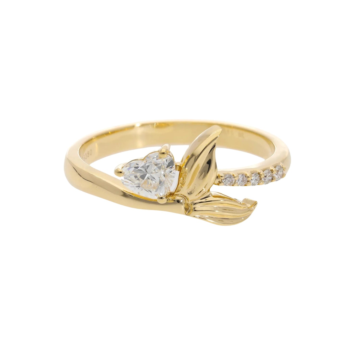 0.48 Ct Natural Heart Cut Diamond Mermaid Ring - Helodia Jewelry