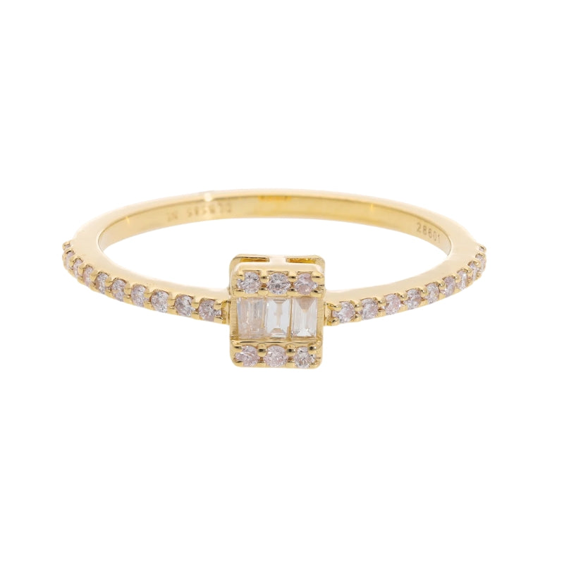 0.35 Ct Natural Baguette Diamond Engagement Ring