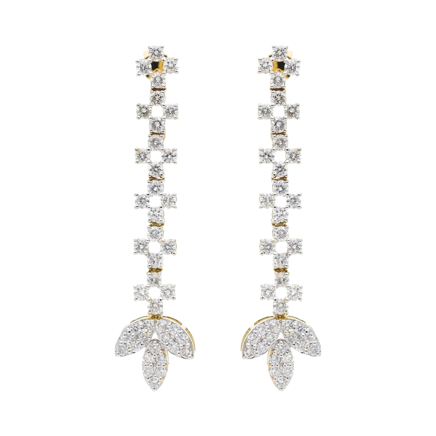 2.26 Ct Natural Diamond Leaf Drop Earrings - Helodia Jewelry