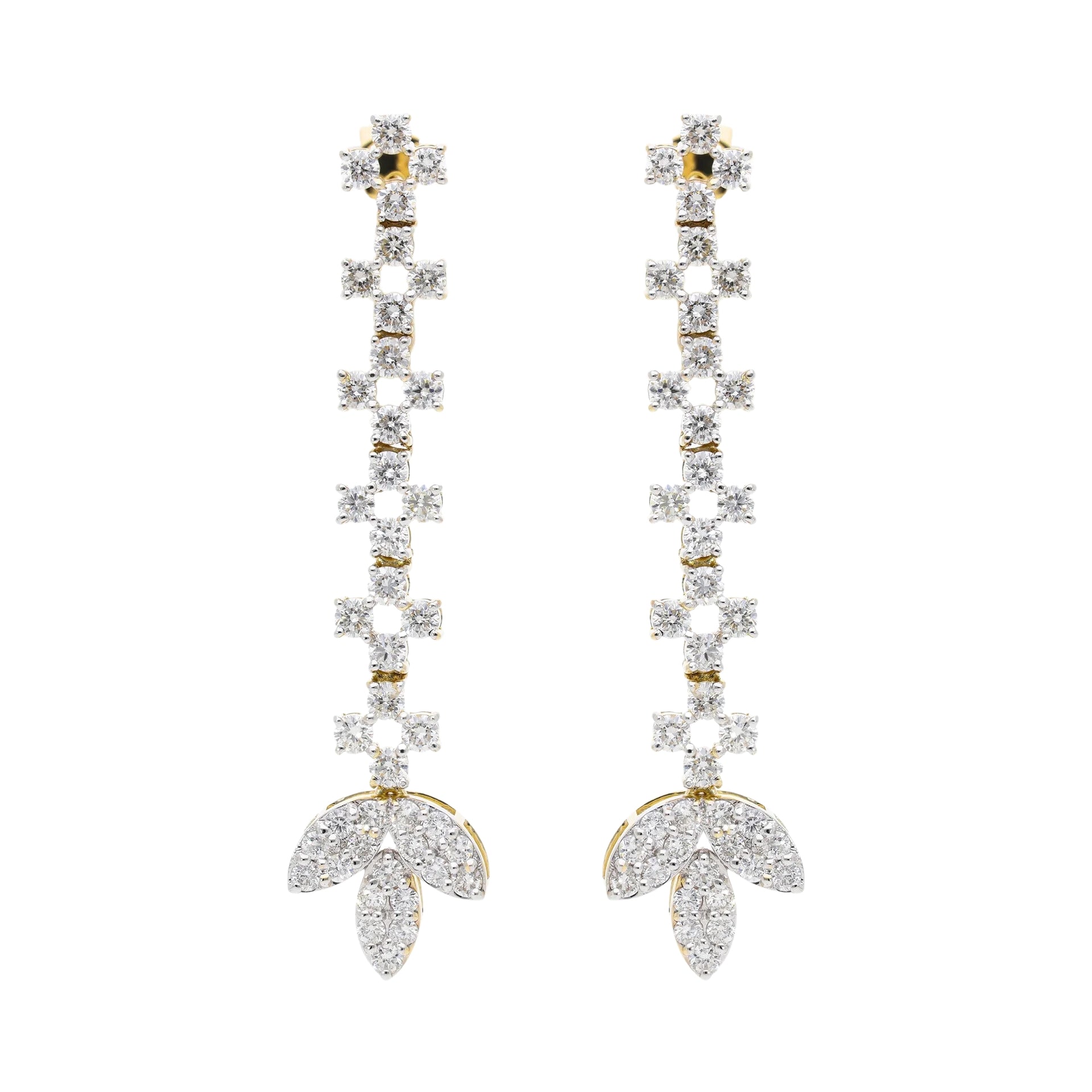 2.26 Ct Natural Diamond Leaf Drop Earrings - Helodia Jewelry