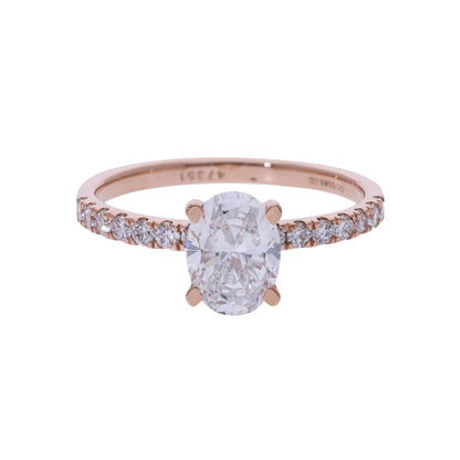 Pavé Oval Cut Lab Grown Diamond Engagement Ring - Helodia Jewelry