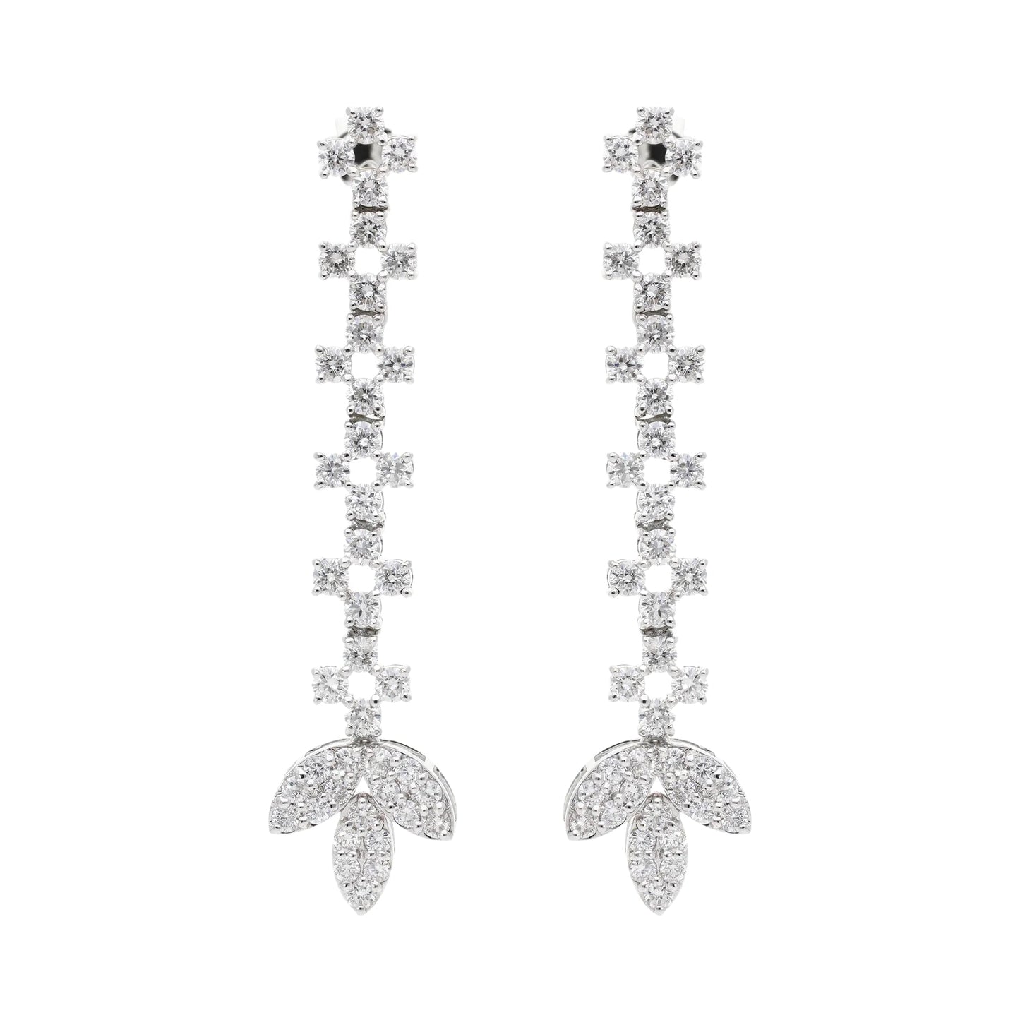 2.26 Ct Natural Diamond Leaf Drop Earrings - Helodia Jewelry