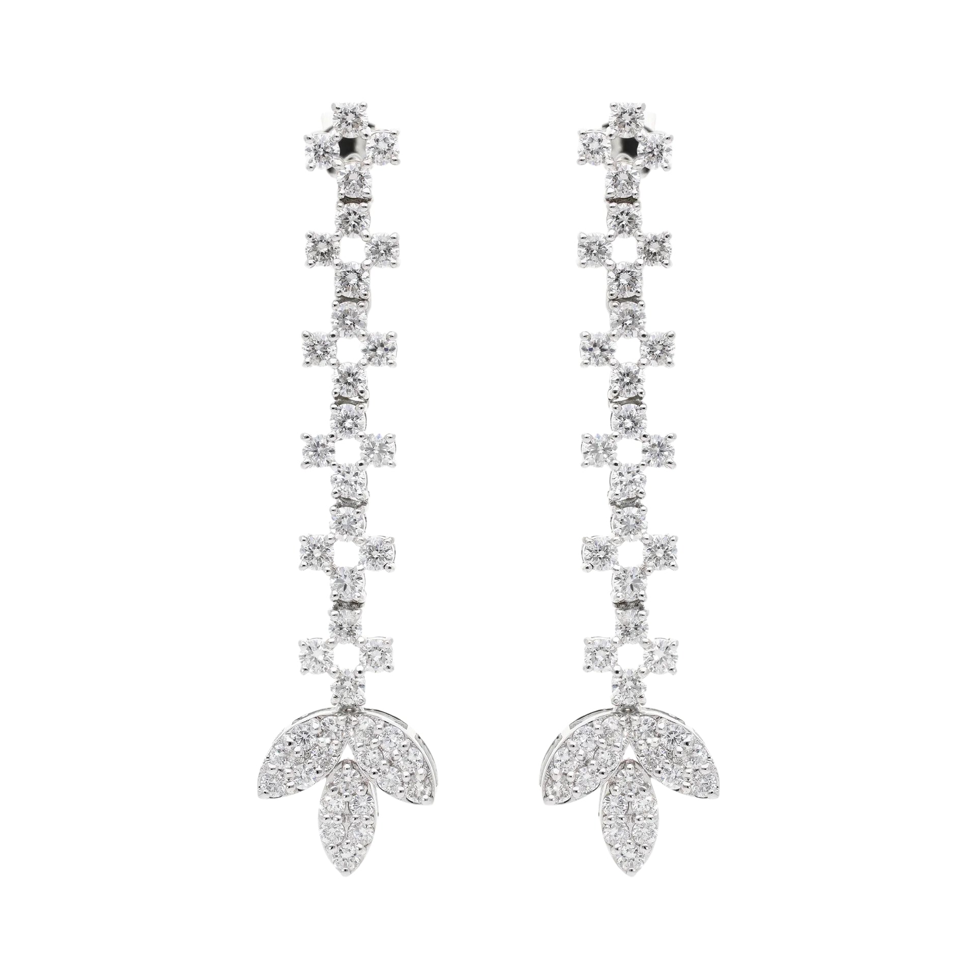 2.26 Ct Natural Diamond Leaf Drop Earrings - Helodia Jewelry