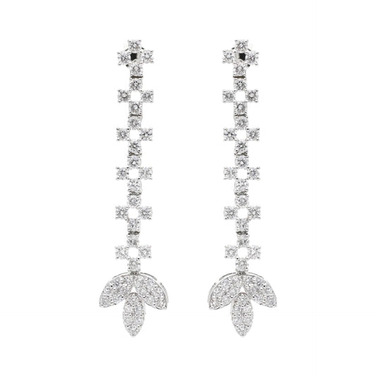2.26 Ct Natural Diamond Leaf Drop Earrings - Helodia Jewelry