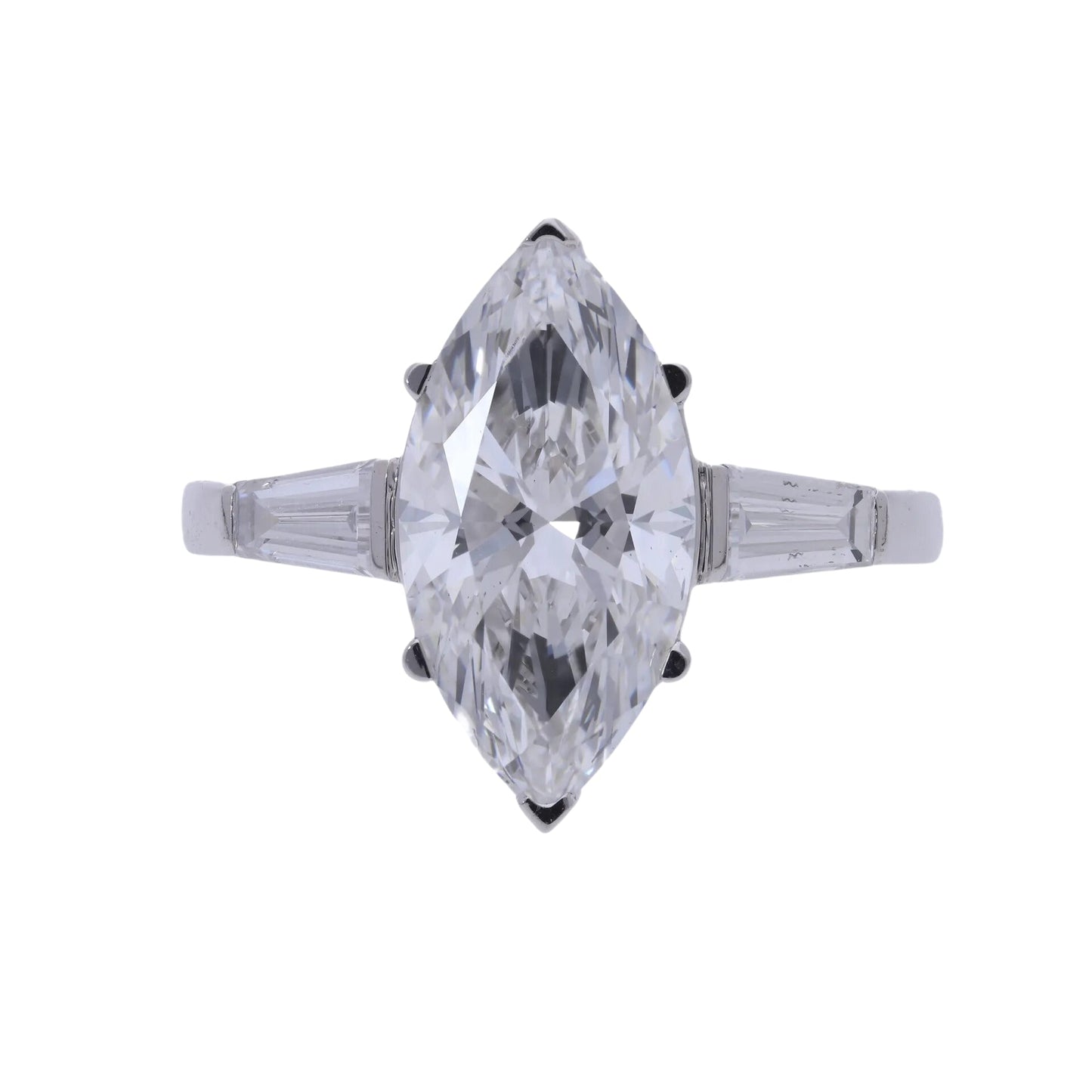 3.50 Ct Marquise Cut Lab Grown Diamond Three Stone Engagement Ring - Helodia Jewelry