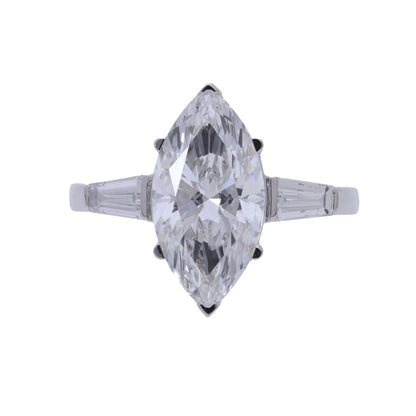 3.50 Ct Marquise Cut Lab Grown Diamond Three Stone Engagement Ring - Helodia Jewelry