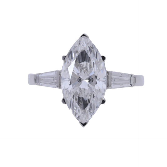 3.50 Ct Marquise Cut Lab Grown Diamond Three Stone Engagement Ring - Helodia Jewelry