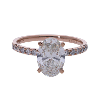 Pavé Oval Cut Lab Grown Diamond Engagement Ring - Helodia Jewelry