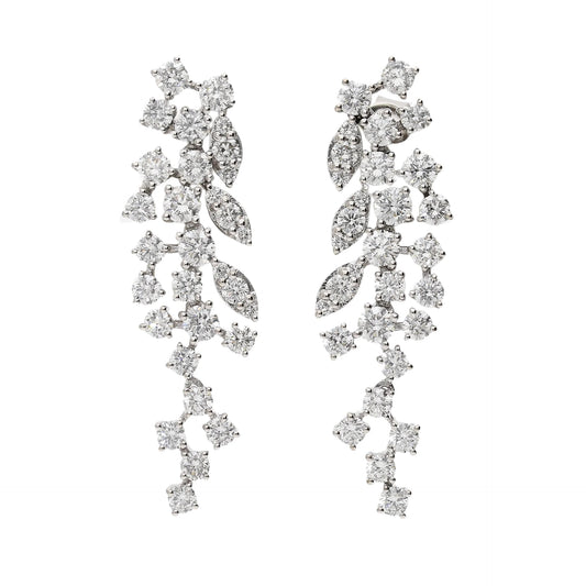 2.32 Ct Natural Diamond Flora Drop Earrings - Helodia Jewelry