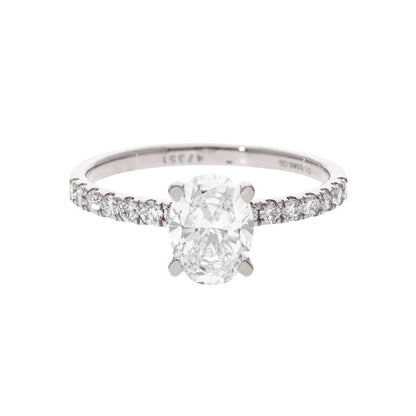 Pavé Oval Cut Lab Grown Diamond Engagement Ring - Helodia Jewelry