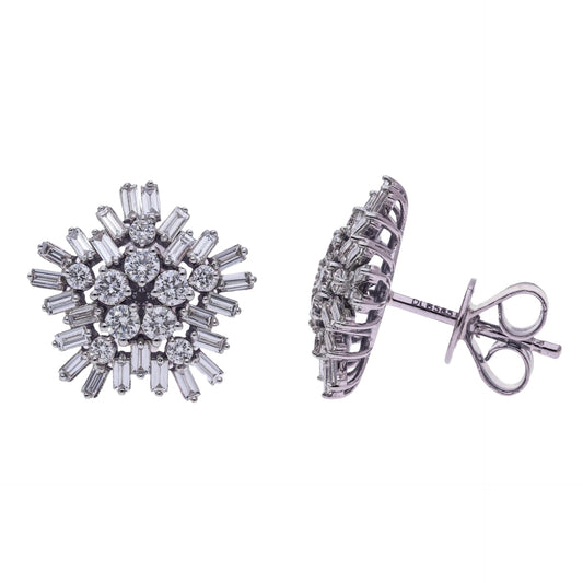 1.26 Ct Natural Diamond Starburst Earrings