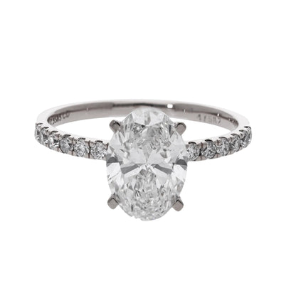 Pavé Oval Cut Lab Grown Diamond Engagement Ring - Helodia Jewelry