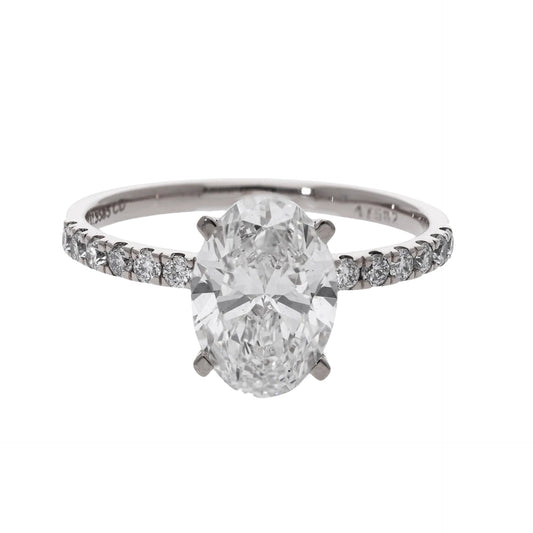 Pavé Oval Cut Lab Grown Diamond Engagement Ring - Helodia Jewelry