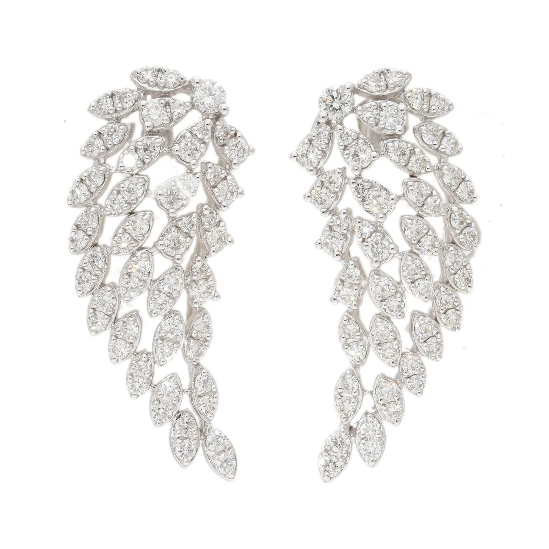 1.13 Ct Natural Diamond Angel Wings Earrings - Helodia Jewelry