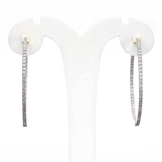 1.10 Ct Natural Diamond Large Hoop Earrings