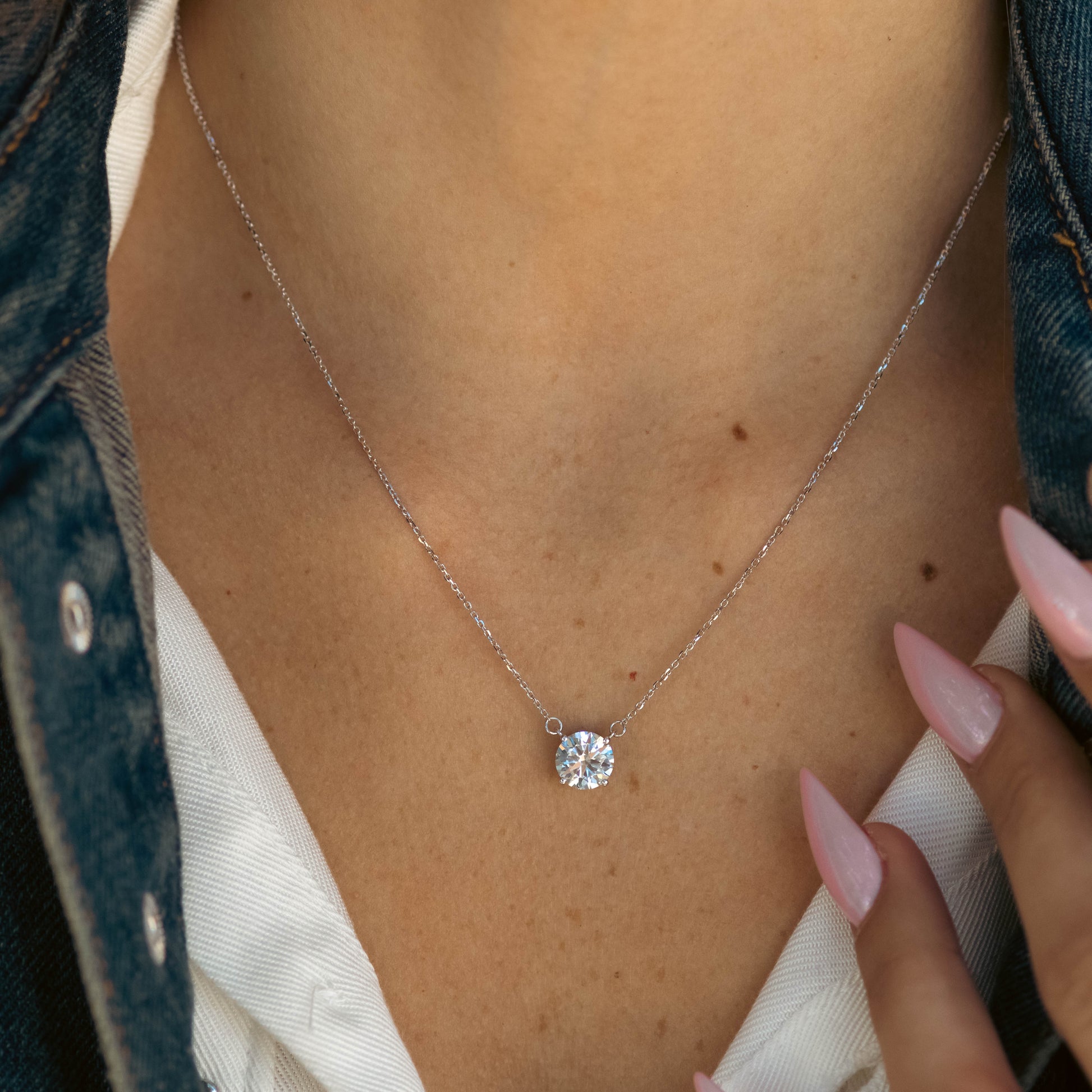Lab Grown Diamond Solitaire Necklace - Helodia Jewelry