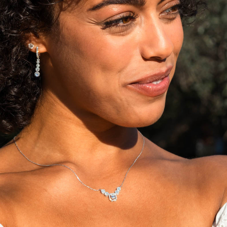 0.50 Ct Natural Baguette Diamond Graduated Necklace