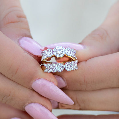 0.70 Ct Natural Diamond Athena Ring Set - Helodia Jewelry