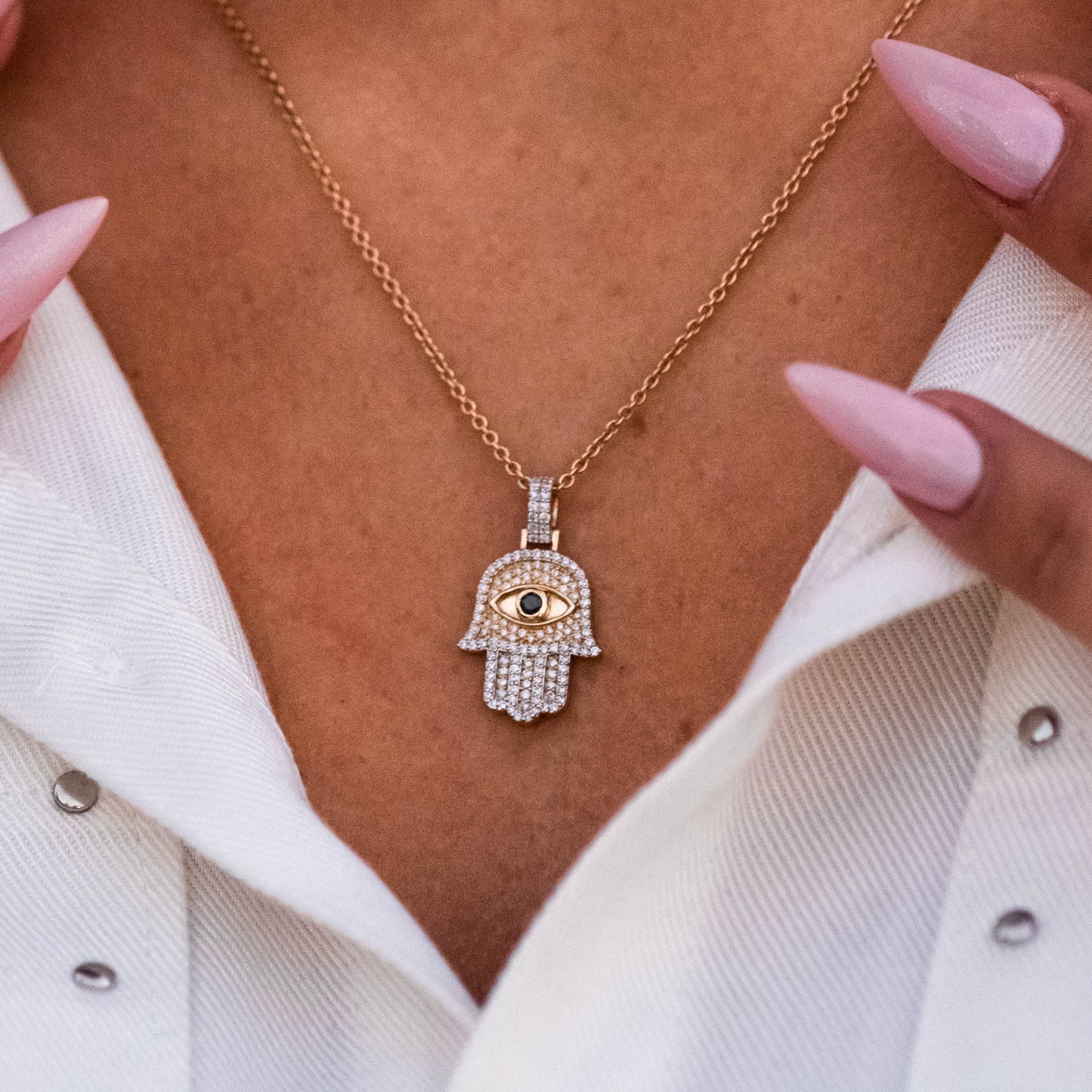 Natural Diamond Hamsa Charm