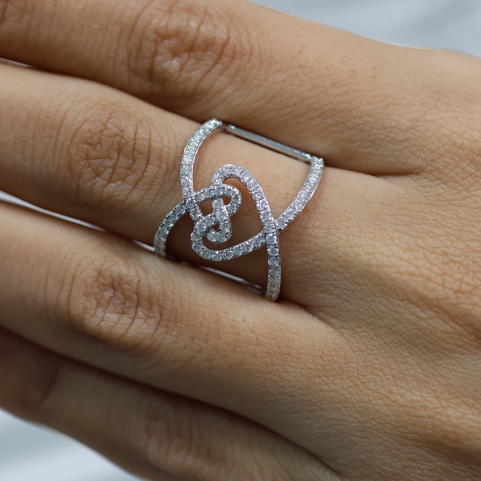 0.77 Ct Natural Diamond Lillian Heart Ring - Helodia Jewelry