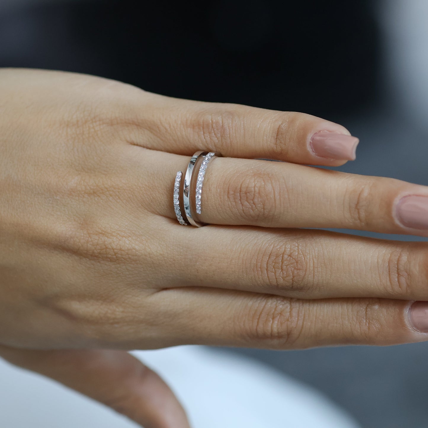 0.30 Ct Natural Pavé Diamond Coil Ring