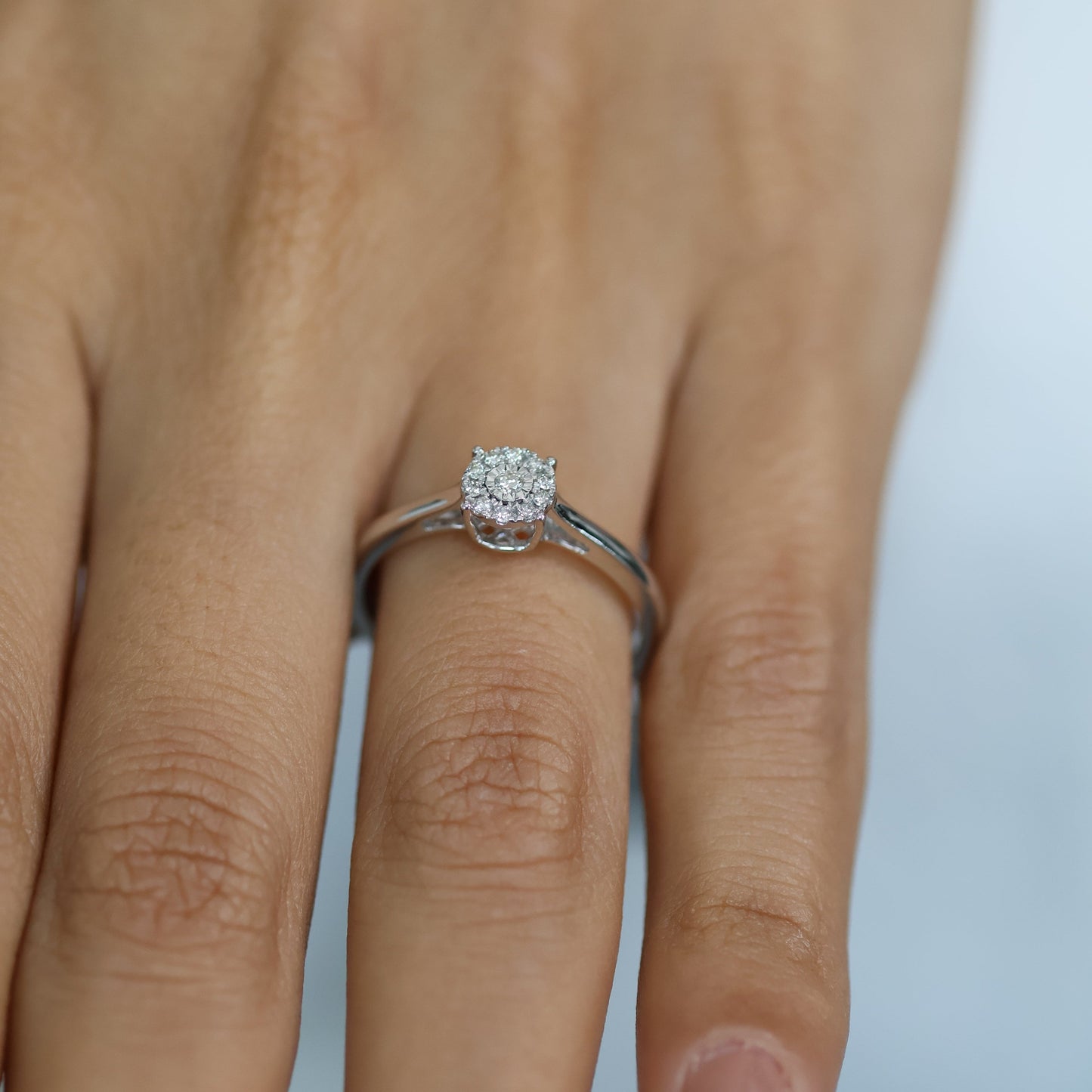 0.16 Ct Natural Diamond Halo Ring - Helodia Jewelry