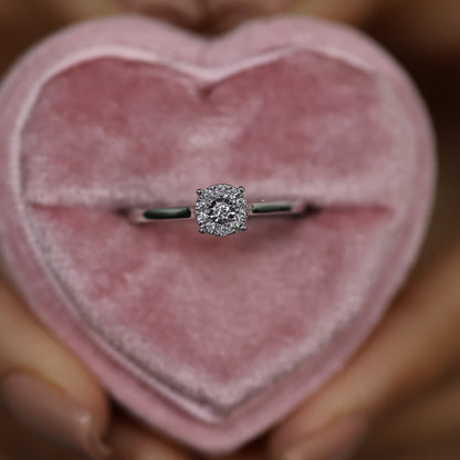 0.16 Ct Natural Diamond Halo Ring - Helodia Jewelry