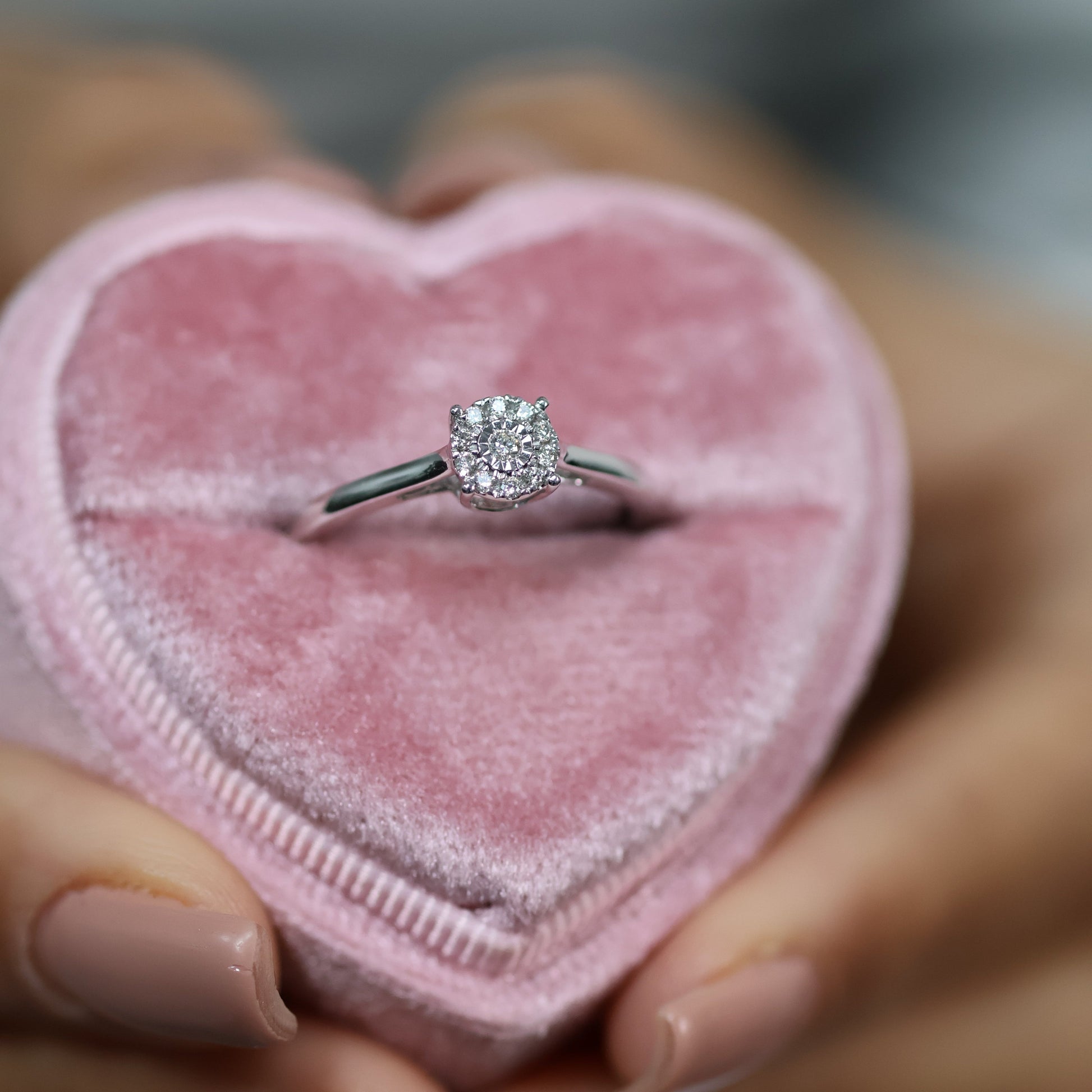 0.16 Ct Natural Diamond Halo Ring - Helodia Jewelry