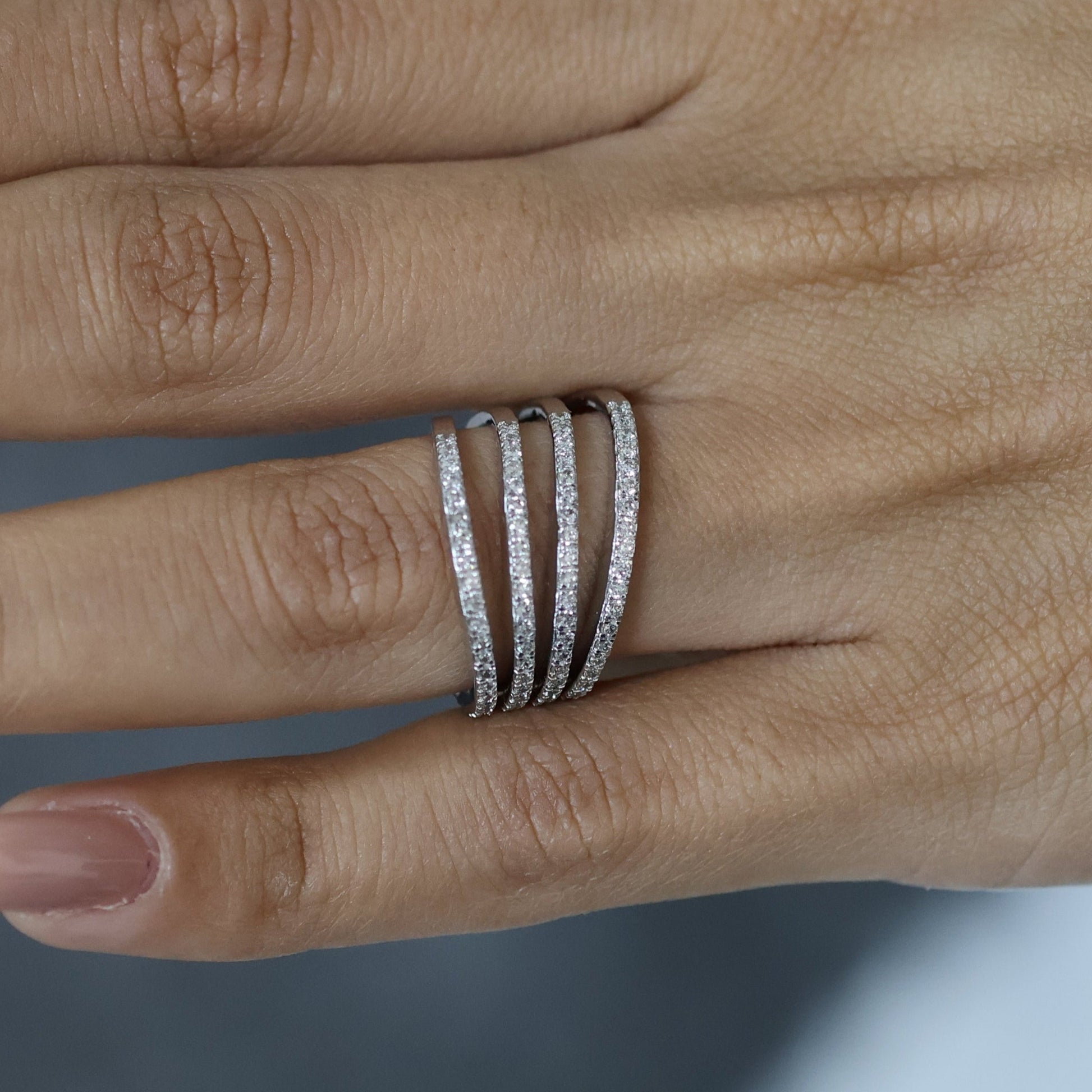 0.77 Ct Natural Pavé Diamond Astra Ring - Helodia Jewelry