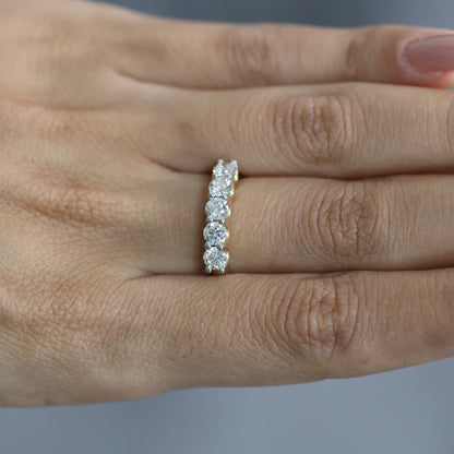 1.51 Ct Natural Brilliant Cut Diamond Half Wedding Ring - Helodia Jewelry