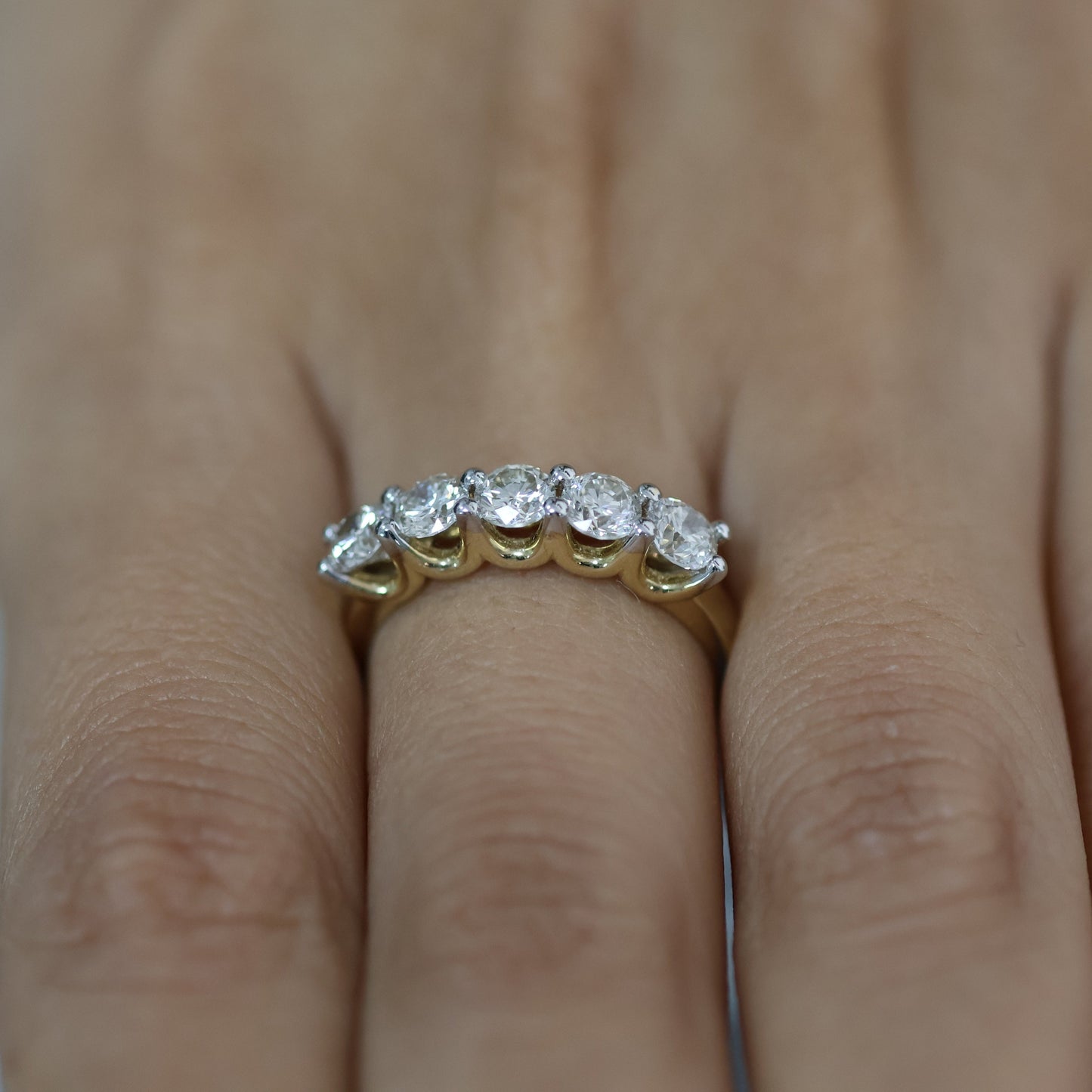 1.51 Ct Natural Brilliant Cut Diamond Half Wedding Ring - Helodia Jewelry