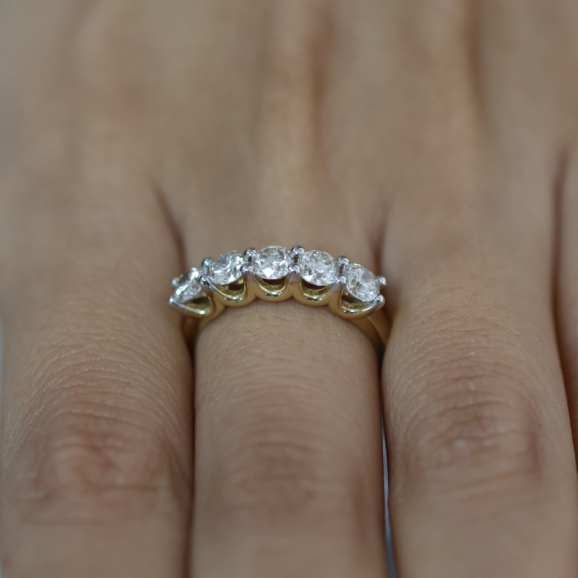 1.51 Ct Natural Brilliant Cut Diamond Half Wedding Ring - Helodia Jewelry