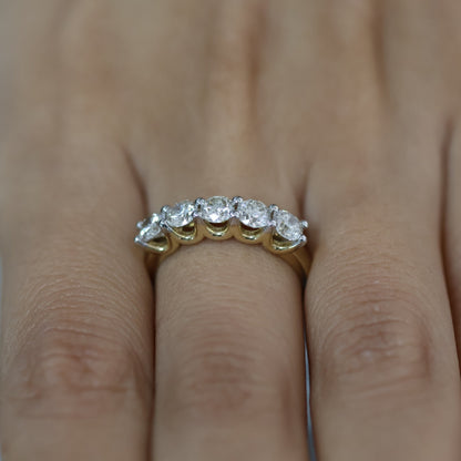 1.51 Ct Natural Brilliant Cut Diamond Half Wedding Ring - Helodia Jewelry