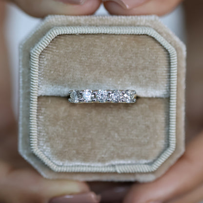 1.51 Ct Natural Brilliant Cut Diamond Half Wedding Ring - Helodia Jewelry