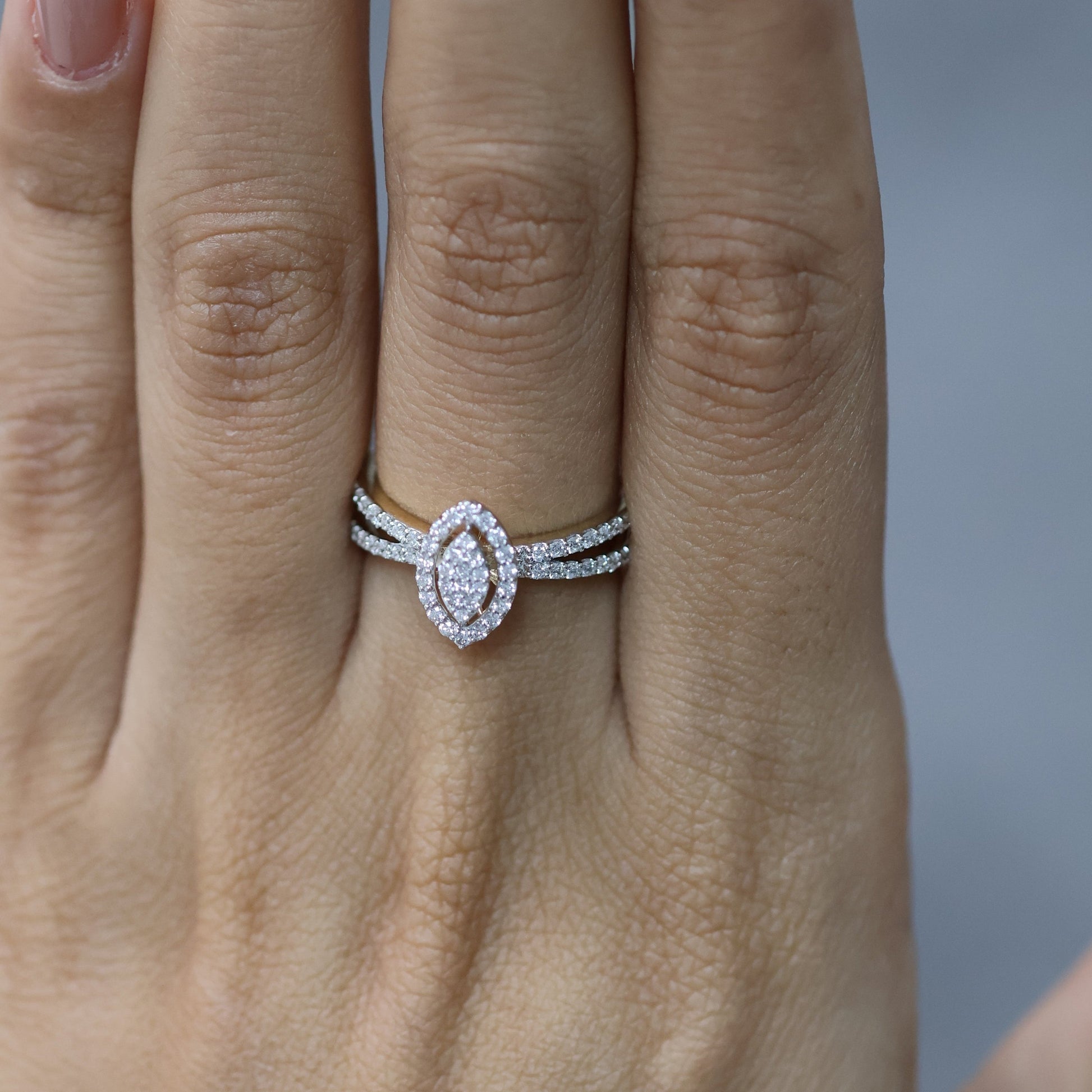 0.44 Ct Natural Diamond Marquise Shaped Ring - Helodia Jewelry