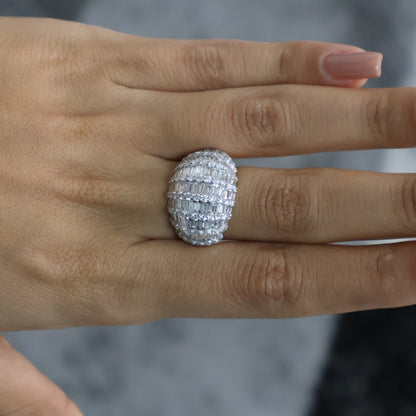 3.05 Ct Royal Natural Baguette Diamond Large Cluster Ring - Helodia Jewelry