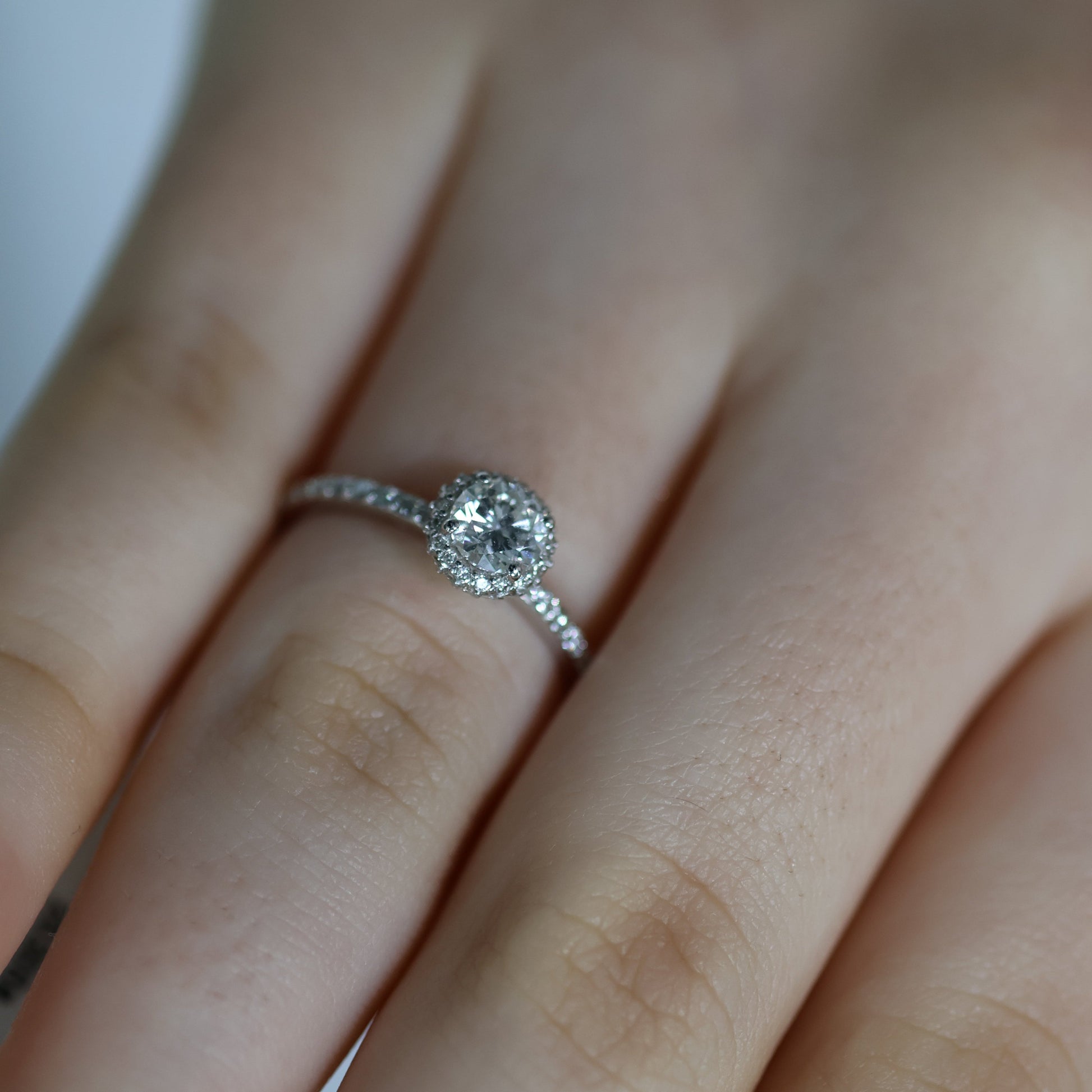 0.48 Ct Brilliant Cut Natural Diamond Halo Engagement Ring - Helodia Jewelry